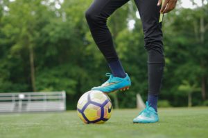 playing soccer